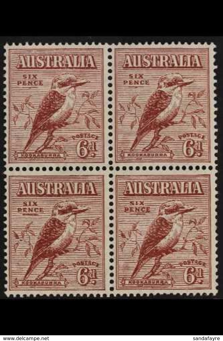 1932 6d Red-brown Laughing Kookaburra, SG 146, Never Hinged Mint BLOCK Of 4, Very Fresh. (4 Stamps) For More Images, Ple - Sonstige & Ohne Zuordnung