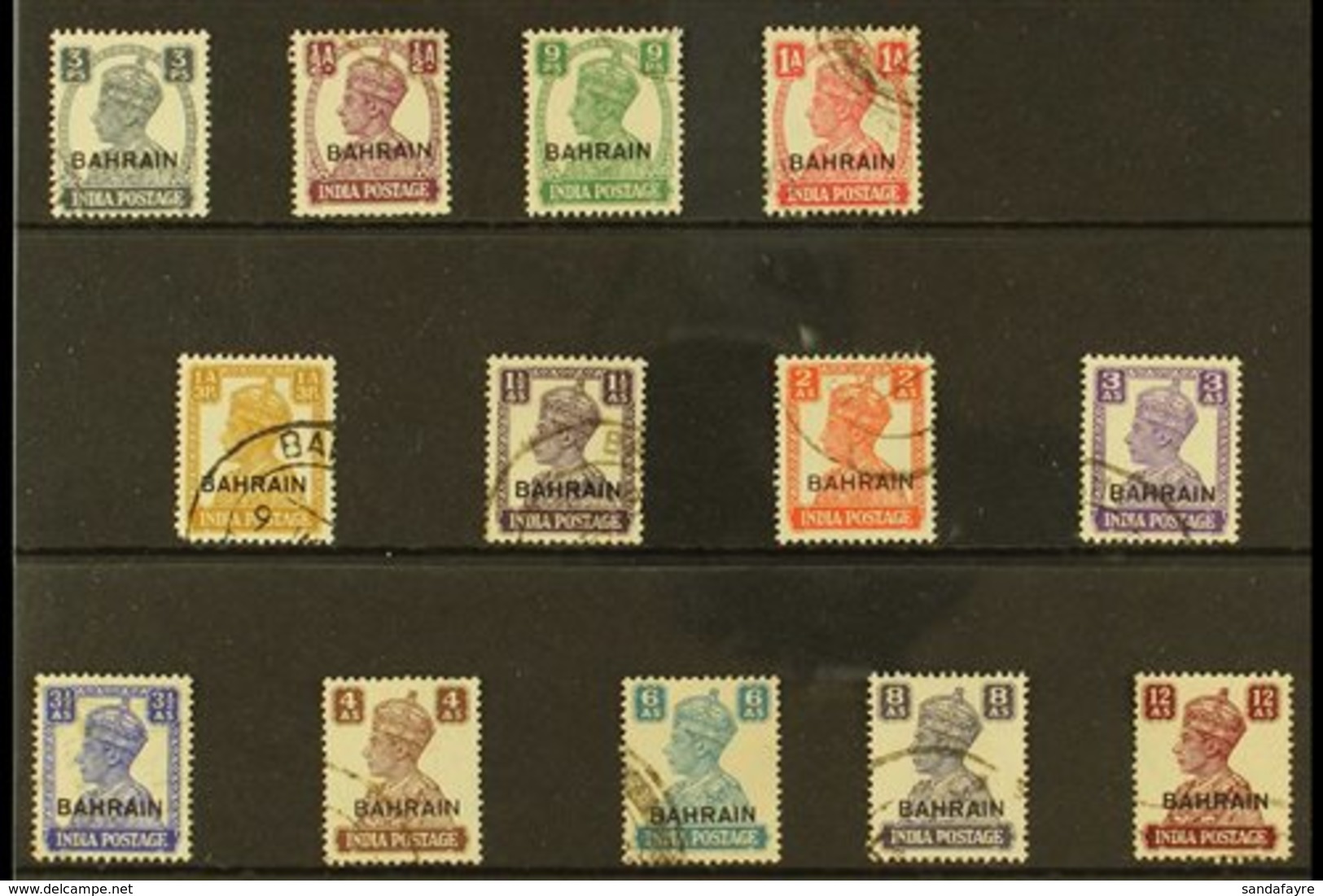 1942-45 Definitive Set Complete, SG 38/50, Fine Used (13 Stamps) For More Images, Please Visit Http://www.sandafayre.com - Bahrein (...-1965)