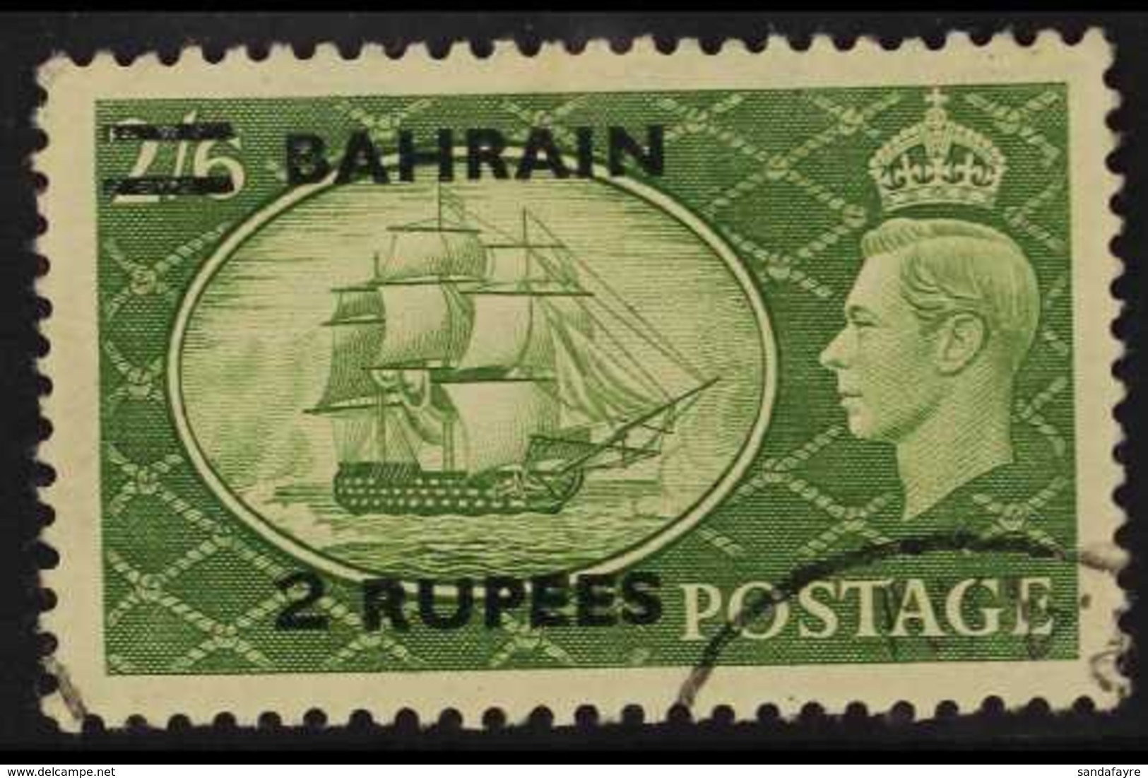 1950-55 KGVI 2r On 2s6d Surcharged Type III, SG 77b, Very Fine Used For More Images, Please Visit Http://www.sandafayre. - Bahrein (...-1965)