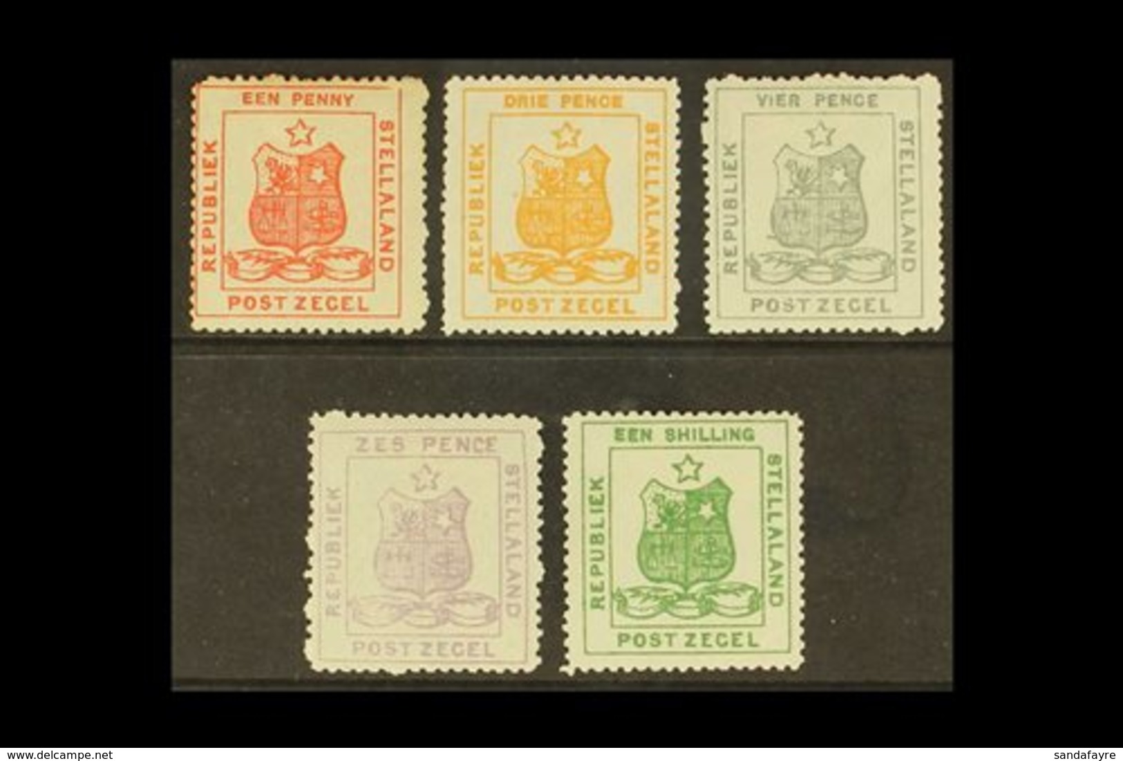 STELLALAND 1884 Arms Of The Republic, Complete Set, SG 1/5, Fine Mint, Good For These Issues (5 Stamps). For More Images - Other & Unclassified
