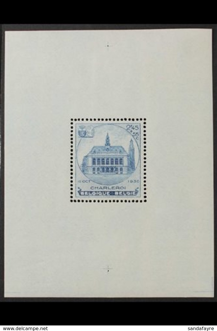 1936 2fr45c + 55c Blue "Charleroi Town Hall" Miniature Sheet, Cob BL 6, SG MS775, Never Hinged Mint. For More Images, Pl - Sonstige & Ohne Zuordnung