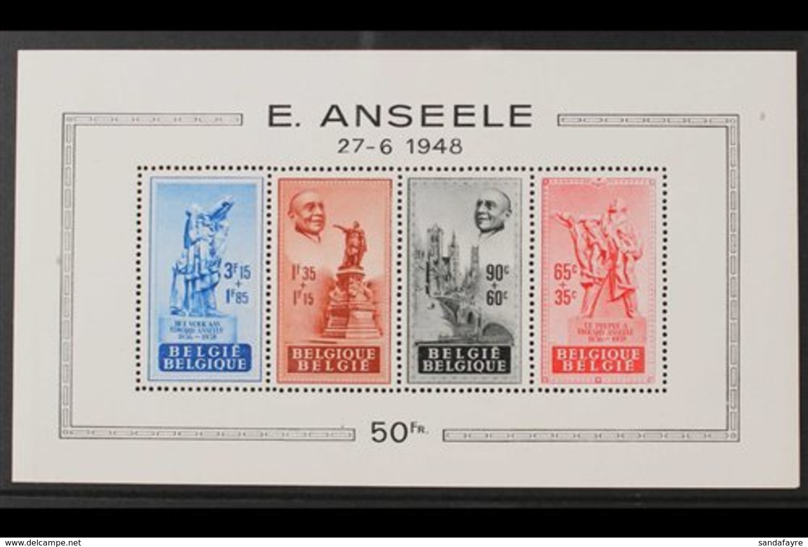 1948 Edward Anseele Miniature Sheet, Cob BL 26, SG MS1249, Never Hinged Mint. For More Images, Please Visit Http://www.s - Sonstige & Ohne Zuordnung
