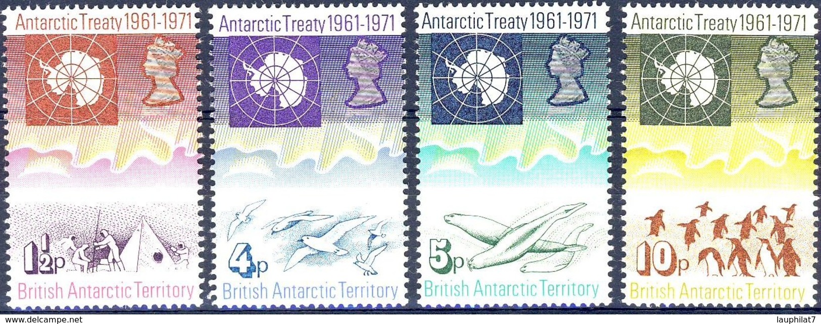 [41926]TB//**/Mnh-c:75e-Antarctique Britannique : N° 39/42, 10 Ans Du Traité De L'Antarctique - Neufs