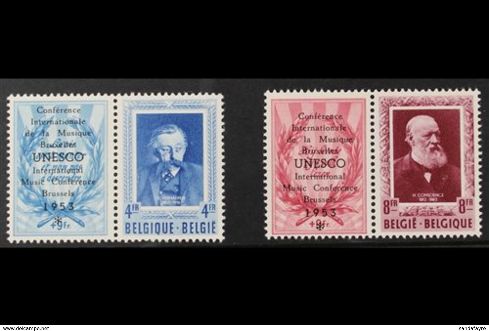PRIVATE ISSUES 1953 UPU Se-tenant Set Overprinted "UNESCO", Cob PR119/20, Never Hinged Mint (2 Se-tenant Pairs) For More - Sonstige & Ohne Zuordnung