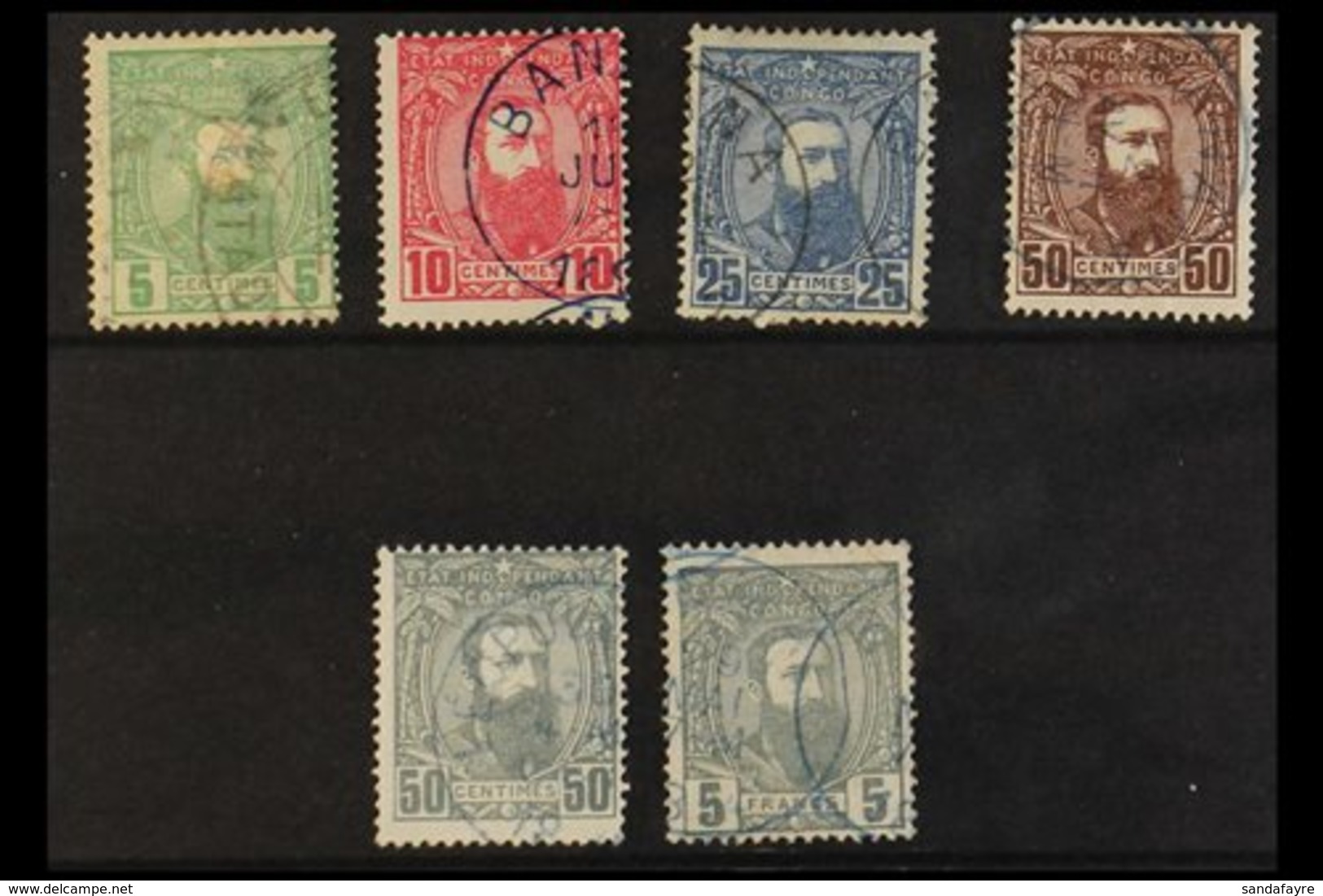CONGO 1887-94 Set To Both 50c And 5f Grey, COB 6/10 And 12, Fine Cds Used. (6 Stamps) For More Images, Please Visit Http - Sonstige & Ohne Zuordnung