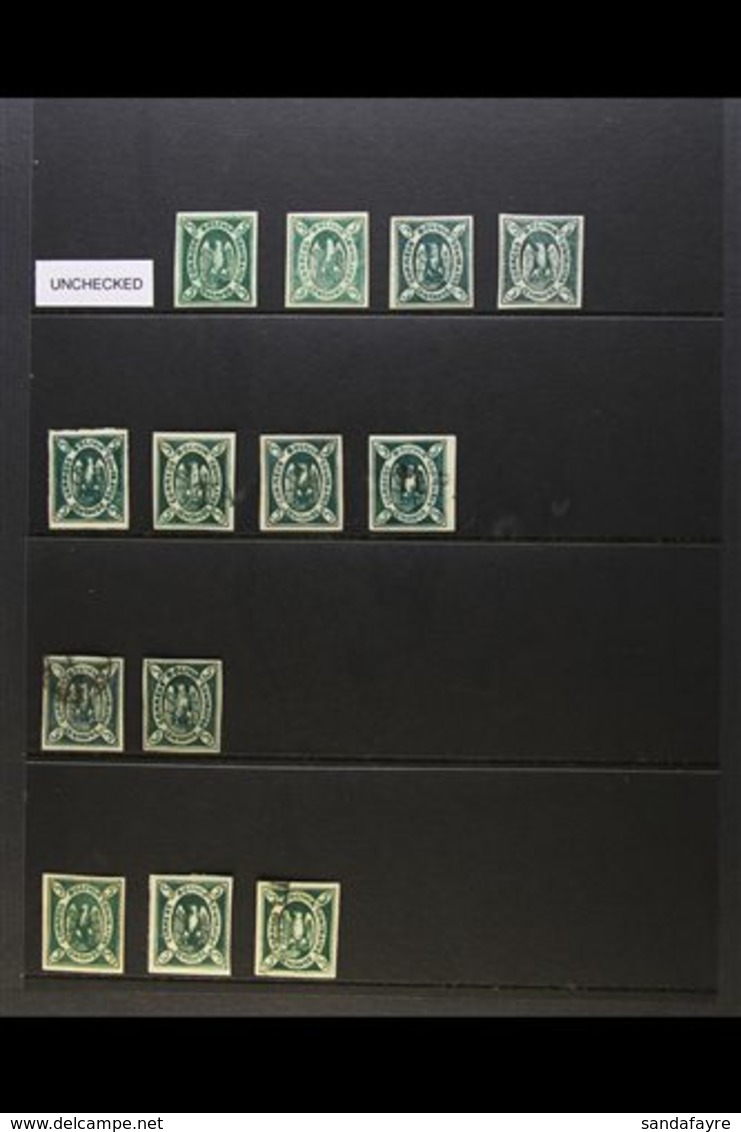 1867-68 5c Green Condor Stamps Very Fine Mint & Used, Each With 4 Large Margins And Very Attractive (13 Stamps) For More - Bolivia