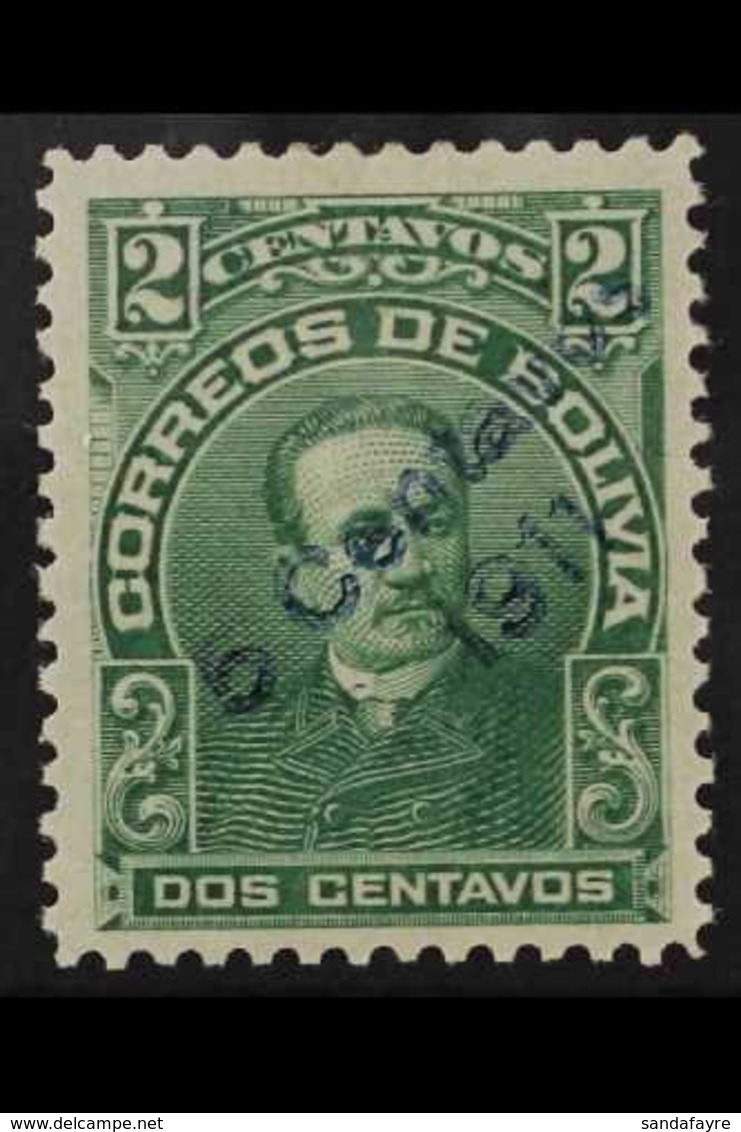 1911 VARIETY 5c On 2c Green SURCHARGE IN BLUE Variety (Scott 95d, SG 127c), Superb Mint, Very Fresh. For More Images, Pl - Bolivien