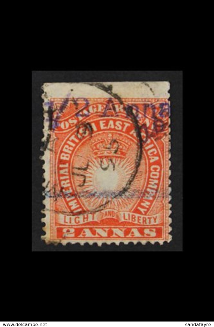 1891 '½ Anna' On 2a Vermilion ("AD" Initial) With ORIGINAL FACE VALUE NOT OBLITERATED, SG 20b, Very Fine Used With Light - Britisch-Ostafrika