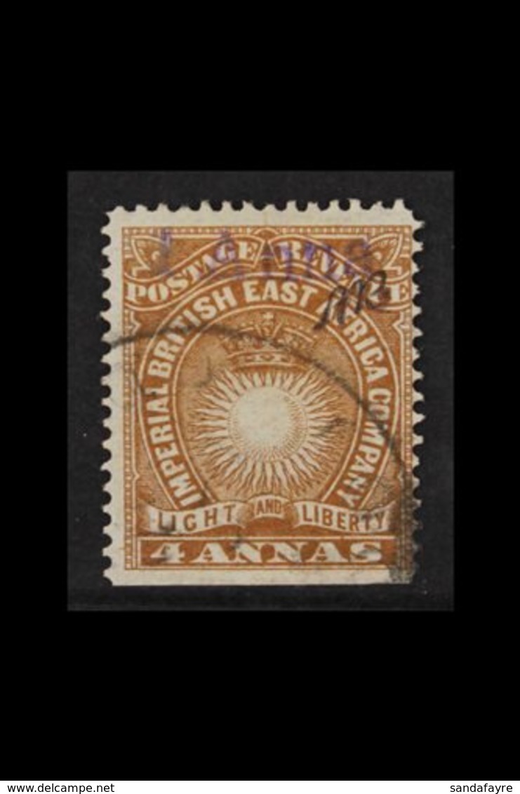 1891 '1 Anna' On 4a Brown ("AB" Initial), SG 21, Very Fine Used, Straight Edge From The Bottom Of The Sheet. Lovely & Ra - Britisch-Ostafrika