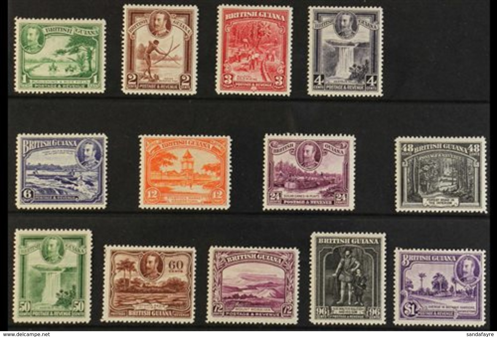 1934-51 KGV Pictorial Definitive Set, SG 288/300, Fine Mint (13 Stamps) For More Images, Please Visit Http://www.sandafa - Britisch-Guayana (...-1966)