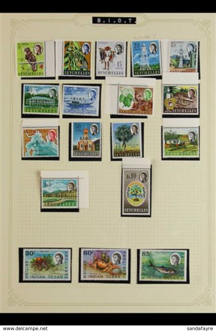 1968-1973 NEVER HINGED MINT COLLECTION In Hingeless Mounts On Leaves, All Different, Includes 1968 "B.I.O.T." Opts Set,  - Britisches Territorium Im Indischen Ozean