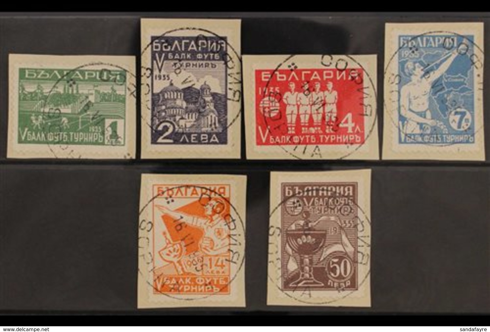 1935 Football Complete Set (Michel 274/79, SG 351/56), Superb Cds Used On Pieces, Very Fresh. (6 Stamps) For More Images - Sonstige & Ohne Zuordnung