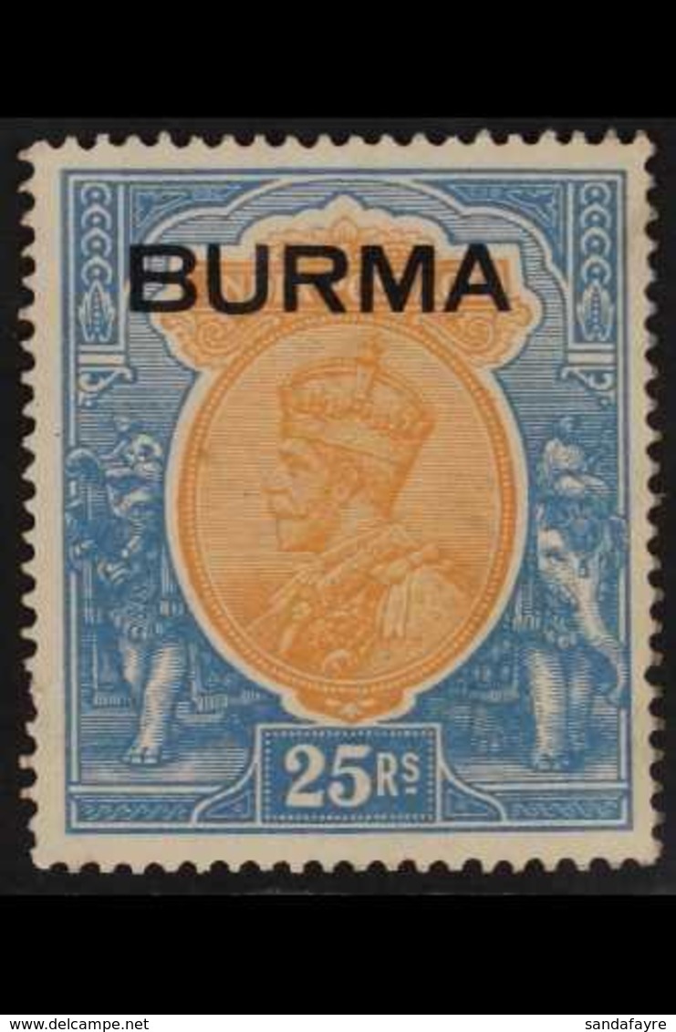 1937 25r Orange And Blue, Geo V, SG 18, Very Fine Mint No Gum. Cat £1700 For More Images, Please Visit Http://www.sandaf - Burma (...-1947)