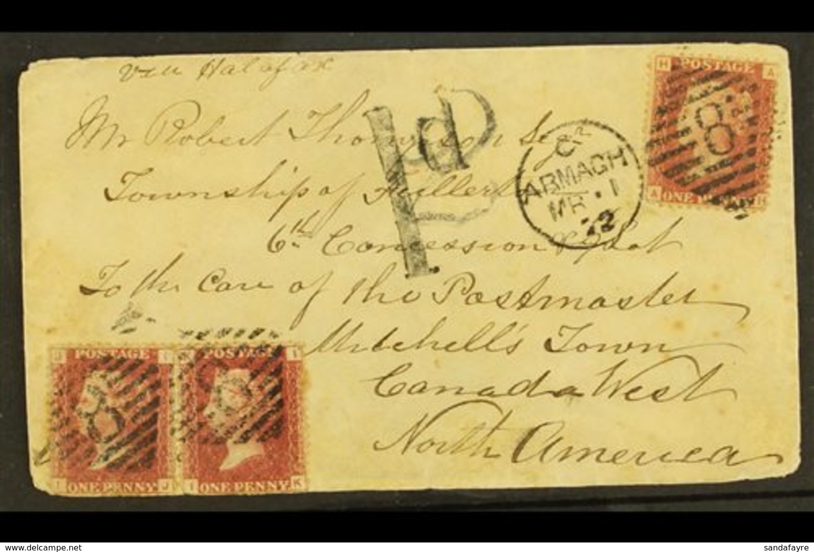 1872 INCOMING COVER FROM IRELAND. 1872 (1 March) Cover Addressed To Fullarton, Township Of Mitchell, Bearing Great Brita - Sonstige & Ohne Zuordnung