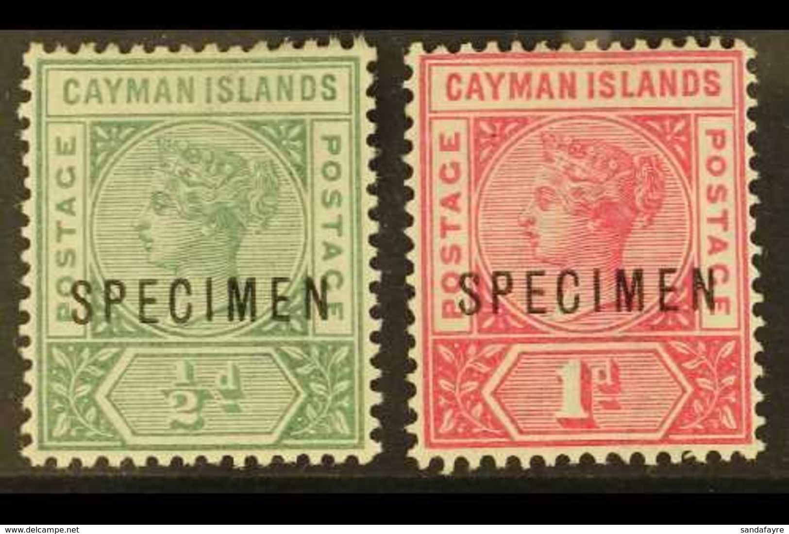1900 ½d Green, 1d Rose-carmine, "SPECIMEN" Overprints, SG 1s/2s, Mint (2). For More Images, Please Visit Http://www.sand - Kaimaninseln