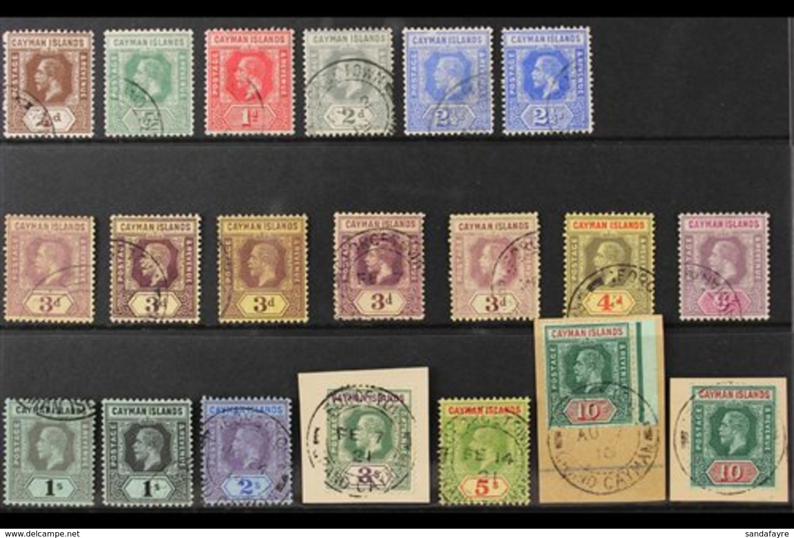 1912-20 KGV MCA Wmk Used Collection On A Stock Card That Includes A Complete Set (SG 40/52b) Plus Listed Additional Shad - Kaimaninseln
