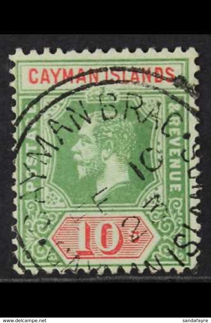 1918 KGV 10s Green & Red/green On Blue Green, Olive Back, SG 52c, Very Fine Used For More Images, Please Visit Http://ww - Kaimaninseln