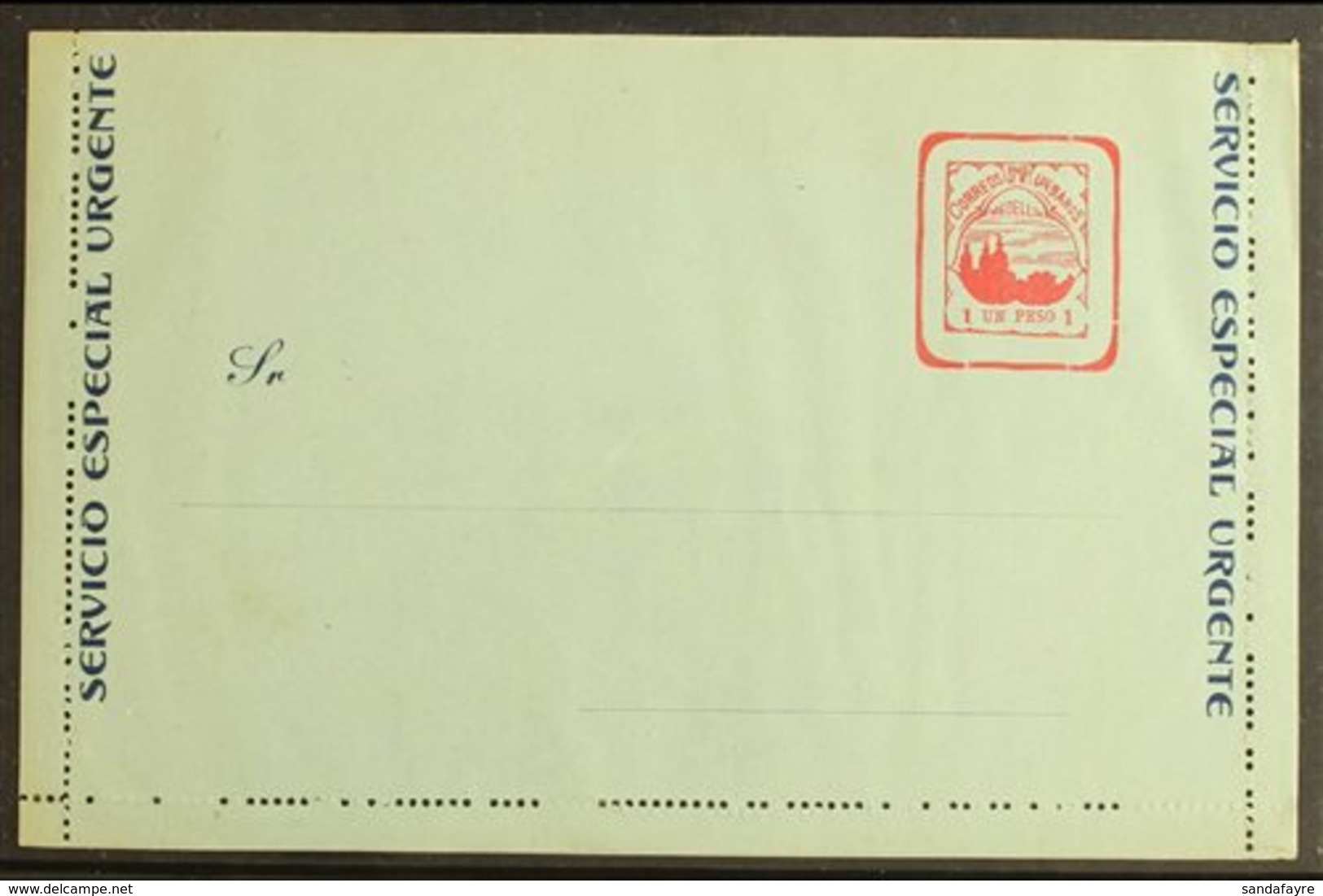 MEDELLIN - POSTAL STATIONERY 1904 Letter Card "Un Peso" Red On Light Green With Dark Blue Text, Higgins & Gage 1, Very F - Kolumbien