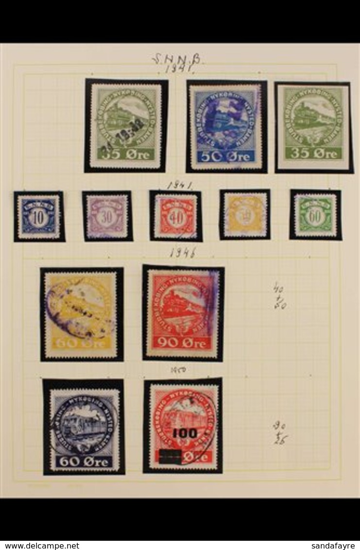 RAILWAY LOCAL STAMPS STUBBEKOBING NYKOBING NYSTED JERNBANE 1941-1960 Mostly Used Collection In Hingeless Mounts On Leave - Sonstige & Ohne Zuordnung