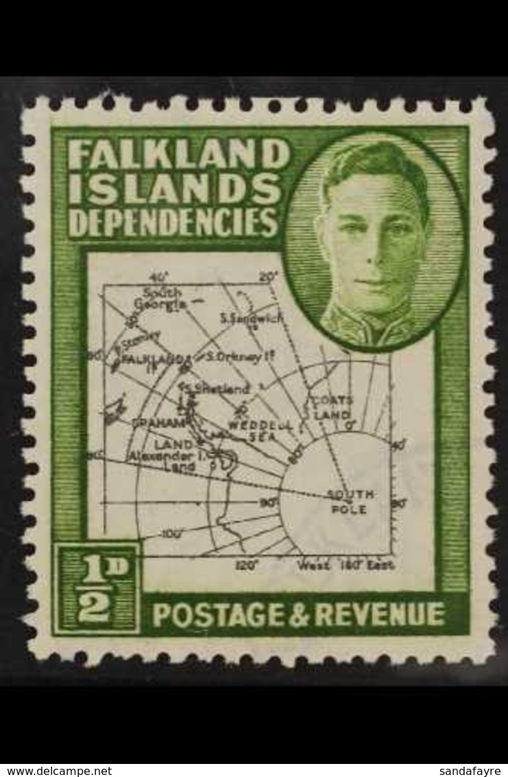 1946-49 VARIETY ½d Black & Green "Missing I" Variety, SG G1b, Very Fine Used For More Images, Please Visit Http://www.sa - Falklandinseln