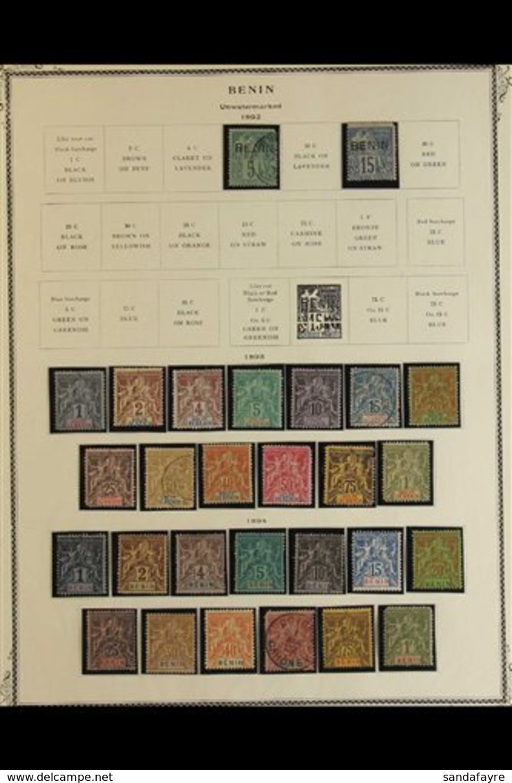 BENIN 1892-94. ALL DIFFERENT SELECTION Presented On A Printed Page, Mint, Used & Unused That Includes 1892 5c Used & 15c - Sonstige & Ohne Zuordnung