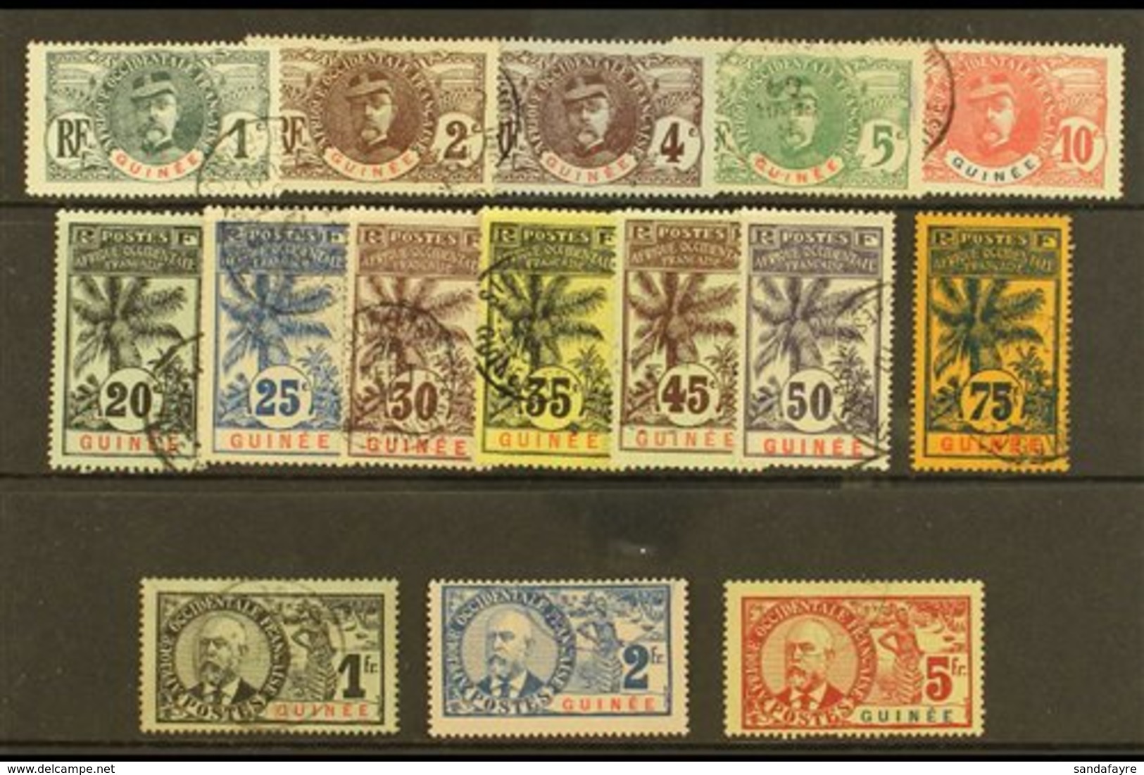 GUINEA 1906-07 "Gen Faidherbe And Dr Ballay" Complete Set, Yvert 33/47, Used, Mostly Fine To Very Fine. (15 Stamps) For  - Sonstige & Ohne Zuordnung