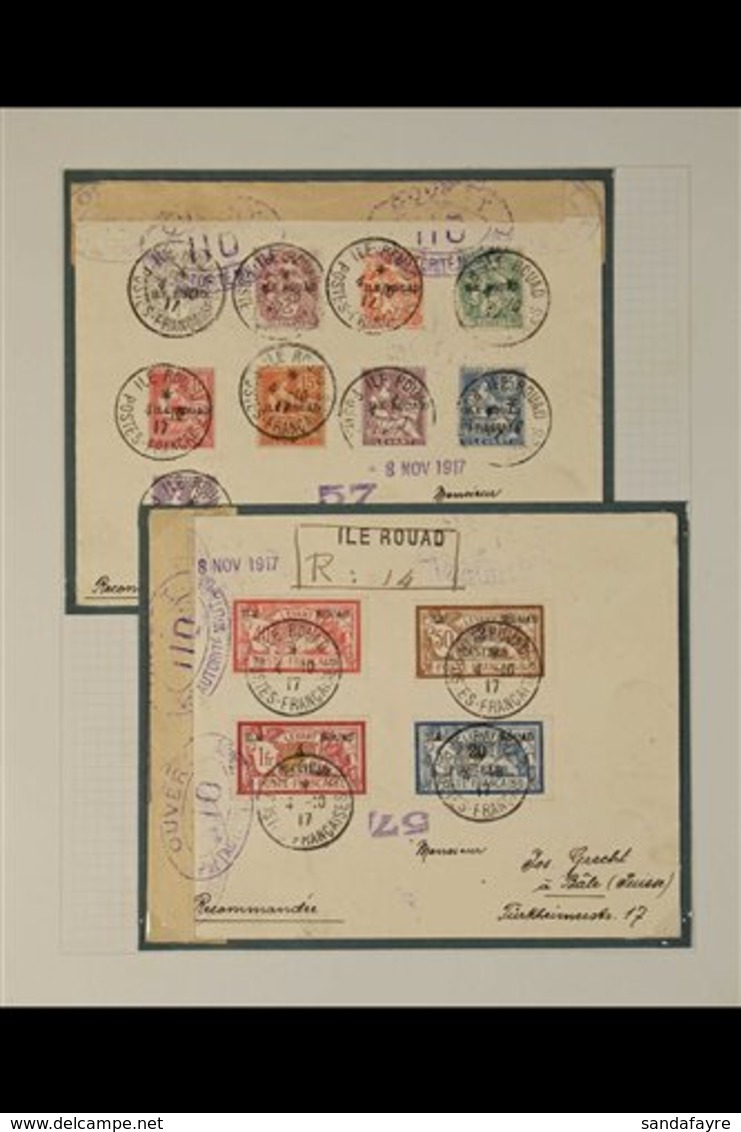 ROUAD ISLAND 1917 Surcharge Set Complete, Yv 4/16, Superb Used On 2 Registered Cover To Switzerland. For More Images, Pl - Sonstige & Ohne Zuordnung