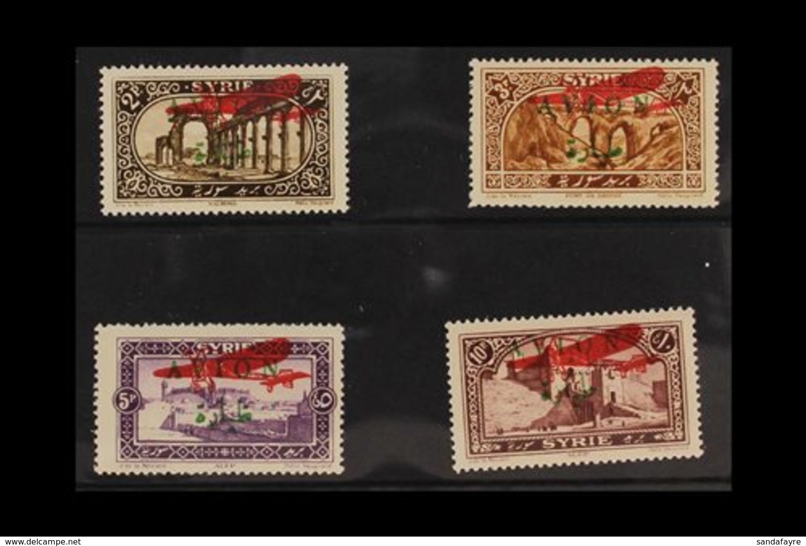 SYRIA 1925 Surcharged Set Bearing The Additional Red Aircraft Overprint, Yv 26PA/29PA, Maury 26A/29A (see Note In Yvert  - Sonstige & Ohne Zuordnung