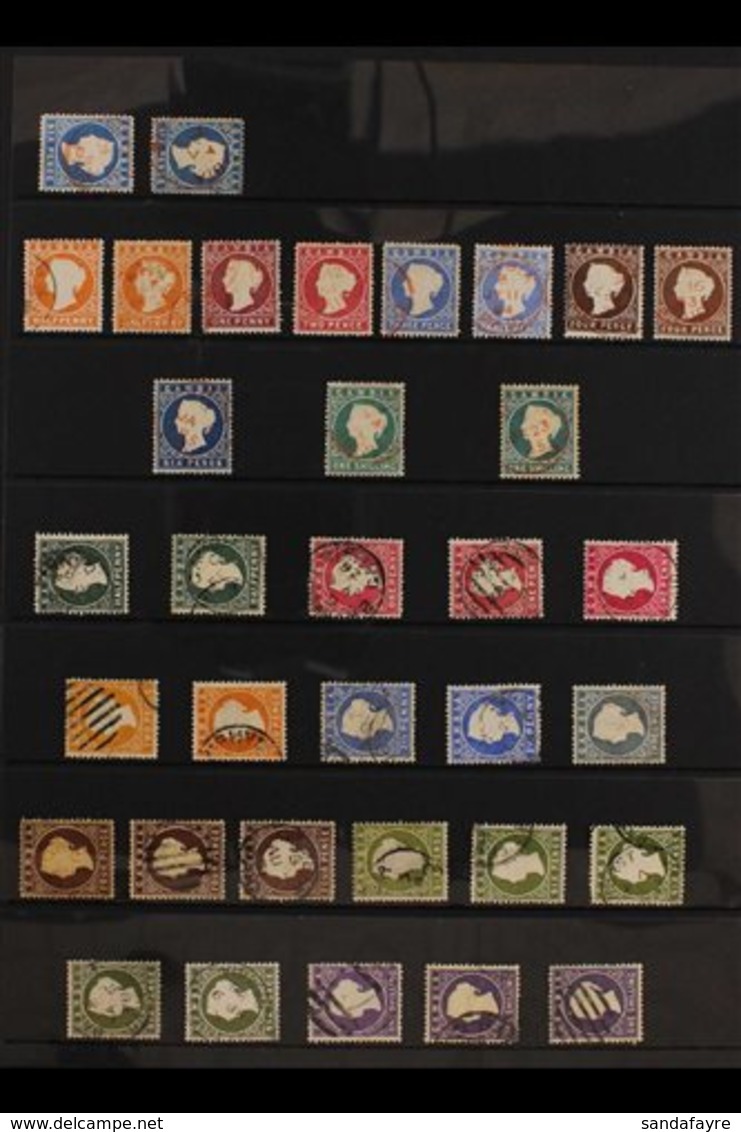 1880-1893 QUEEN VICTORIA EMBOSSED USED COLLECTION Presented On A Stock Page That Includes 1880-81 CC Wmk Sideways 6d Blu - Gambia (...-1964)