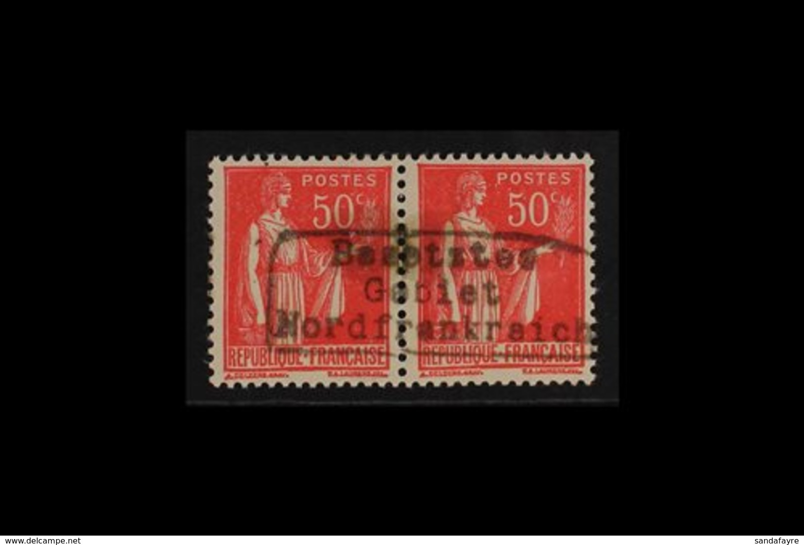 WWII ISSUES FOR DUNKIRK 1940 50c Red Pair Handstamped Type I, Mi 2I, Very Fine Mint. For More Images, Please Visit Http: - Sonstige & Ohne Zuordnung