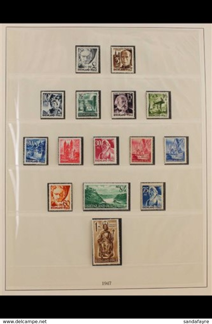 FRENCH ZONE RHEINLAND-PFALZ 1947-1949 Complete Never Hinged Mint Collection On Hingeless Pages, All Different, Includes  - Sonstige & Ohne Zuordnung