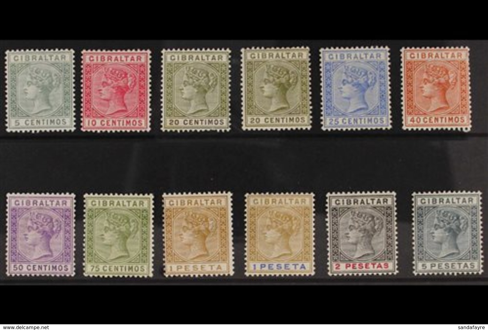 1889 Spanish Currency Set Complete, SG 22/33, Very Fine Mint. (12 Stamps) For More Images, Please Visit Http://www.sanda - Gibraltar