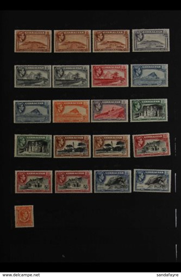 1938-51 DEFINITIVES FINE MINT RANGE  incl. 1d Perf. 14 And Perf. 13½, 2d Perf. 14, 3d Perf. 13½ And Perf. 14, 1s Perf. 1 - Gibraltar