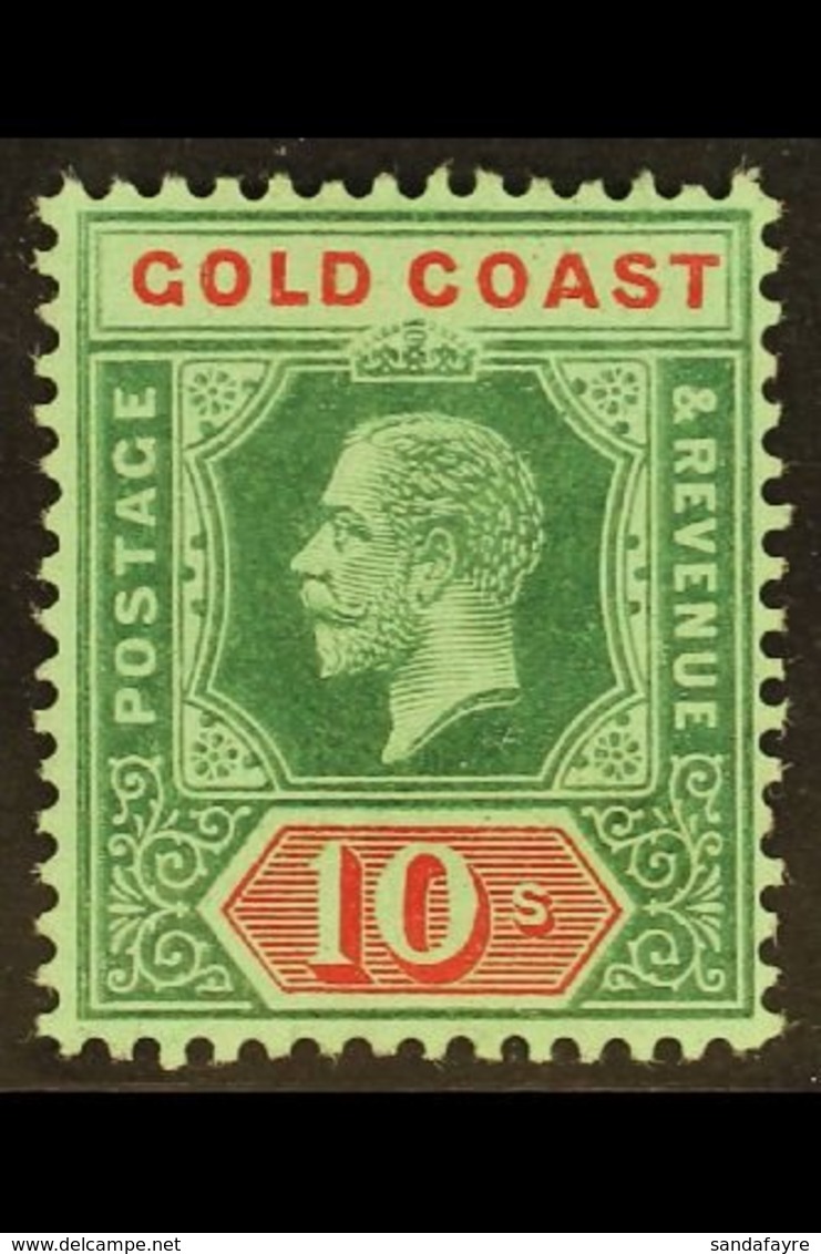 1913-21 10s Green And Red On Green, SG 83, Fine Mint.  For More Images, Please Visit Http://www.sandafayre.com/itemdetai - Goldküste (...-1957)