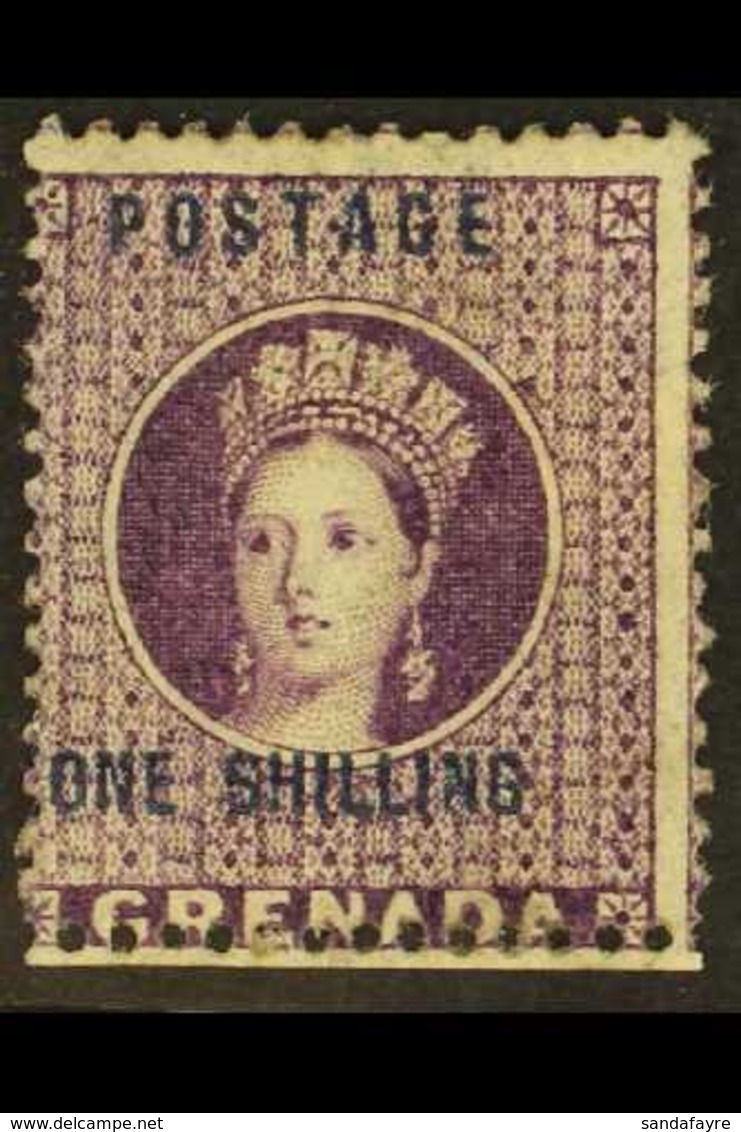 1875 1s Deep Mauve, SG 13, Mint, Part Og, Mis-perfed At Foot. SG Cat £700. For More Images, Please Visit Http://www.sand - Grenada (...-1974)