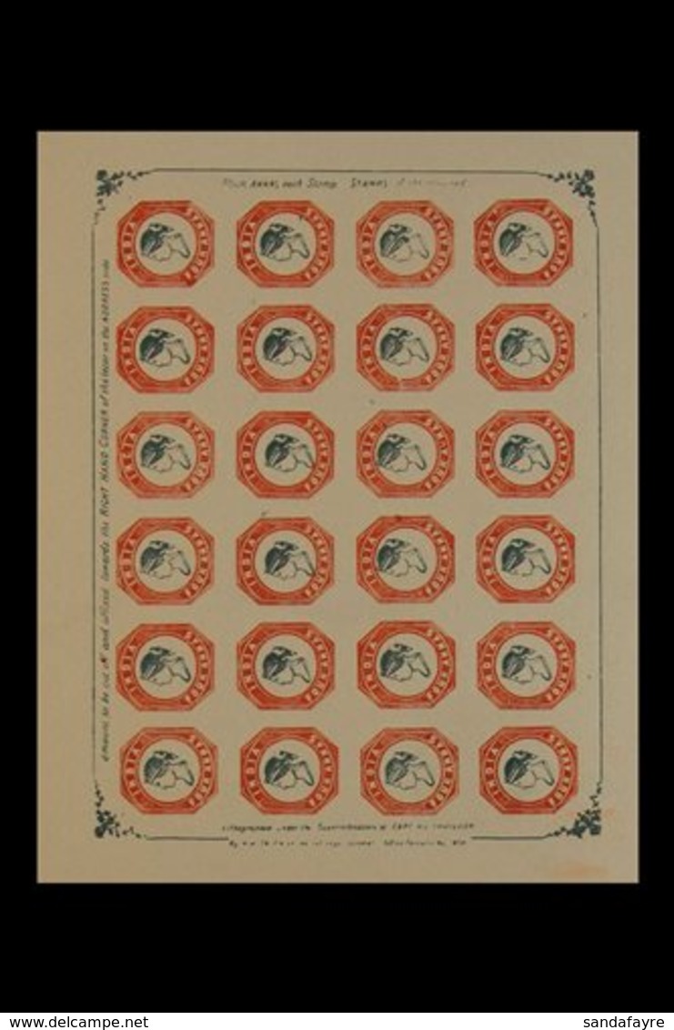 1854-55 COMPLETE SHEETS OF FORGERIES. 1854 ½a Vermilion (as SG 1) Sheet Of 90, ½a Blue (as SG 2) Sheet Of 96 And 1854-55 - Sonstige & Ohne Zuordnung