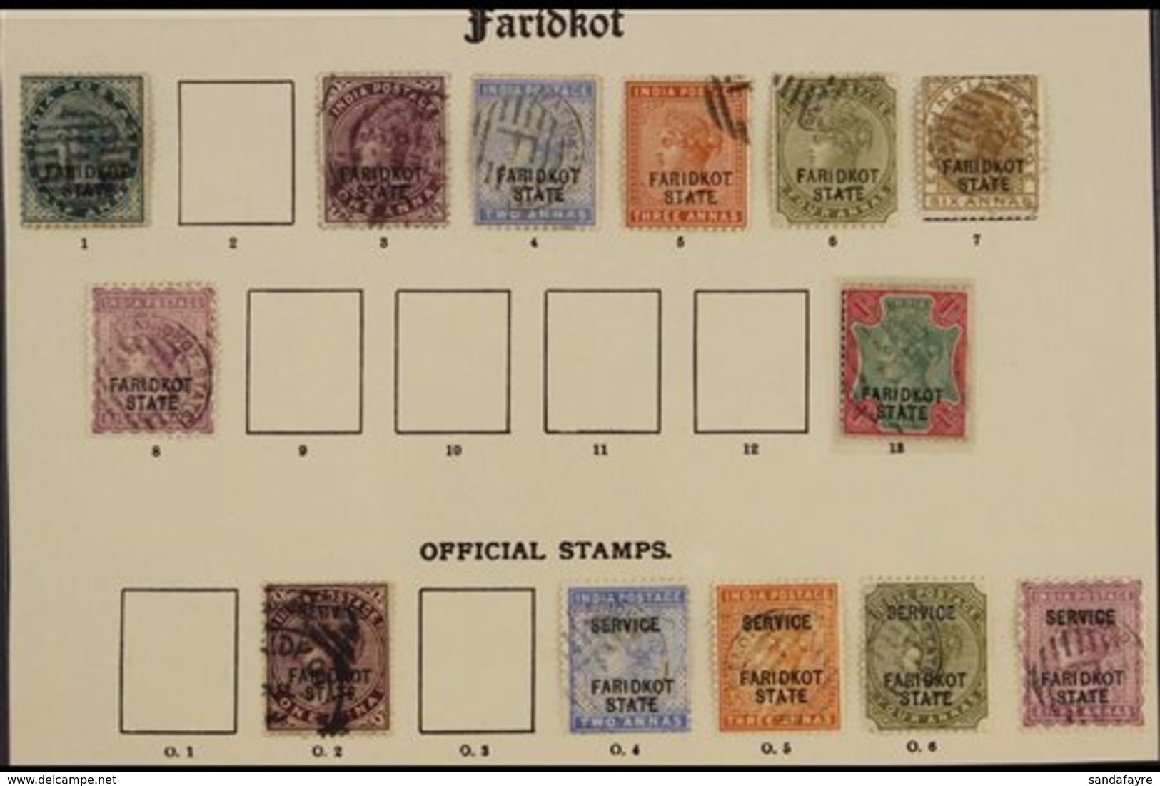 FARIDKOT 1887-1900 FINE USED SELECTION, All Different, Includes 1887-1900 Set To 8a & 1r And Officials 1887-98 Vals To 3 - Sonstige & Ohne Zuordnung