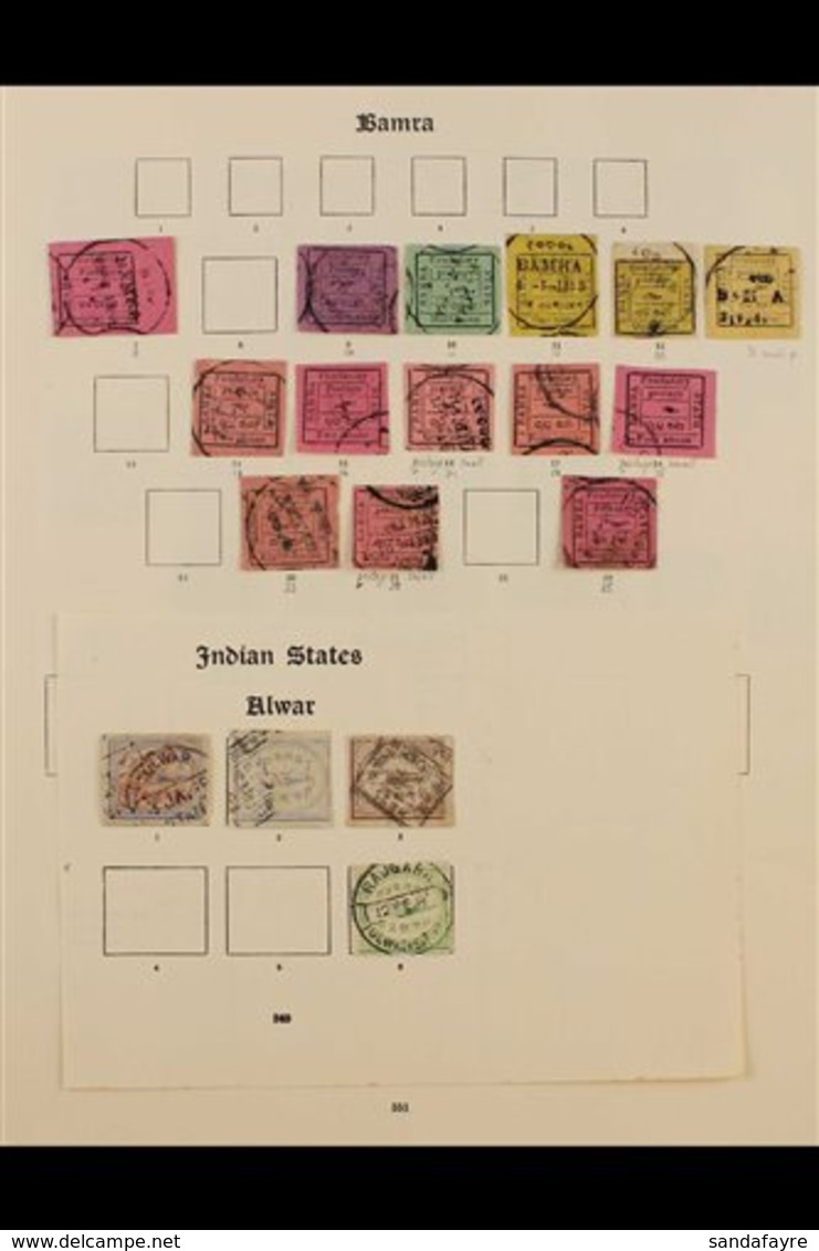 1869-1936 ATTRACTIVE FINE USED COLLECTION On Pages, Includes Alwar (x4), Bamra (x14) Incl Capital 'P' Vals To 8a & 1r An - Sonstige & Ohne Zuordnung