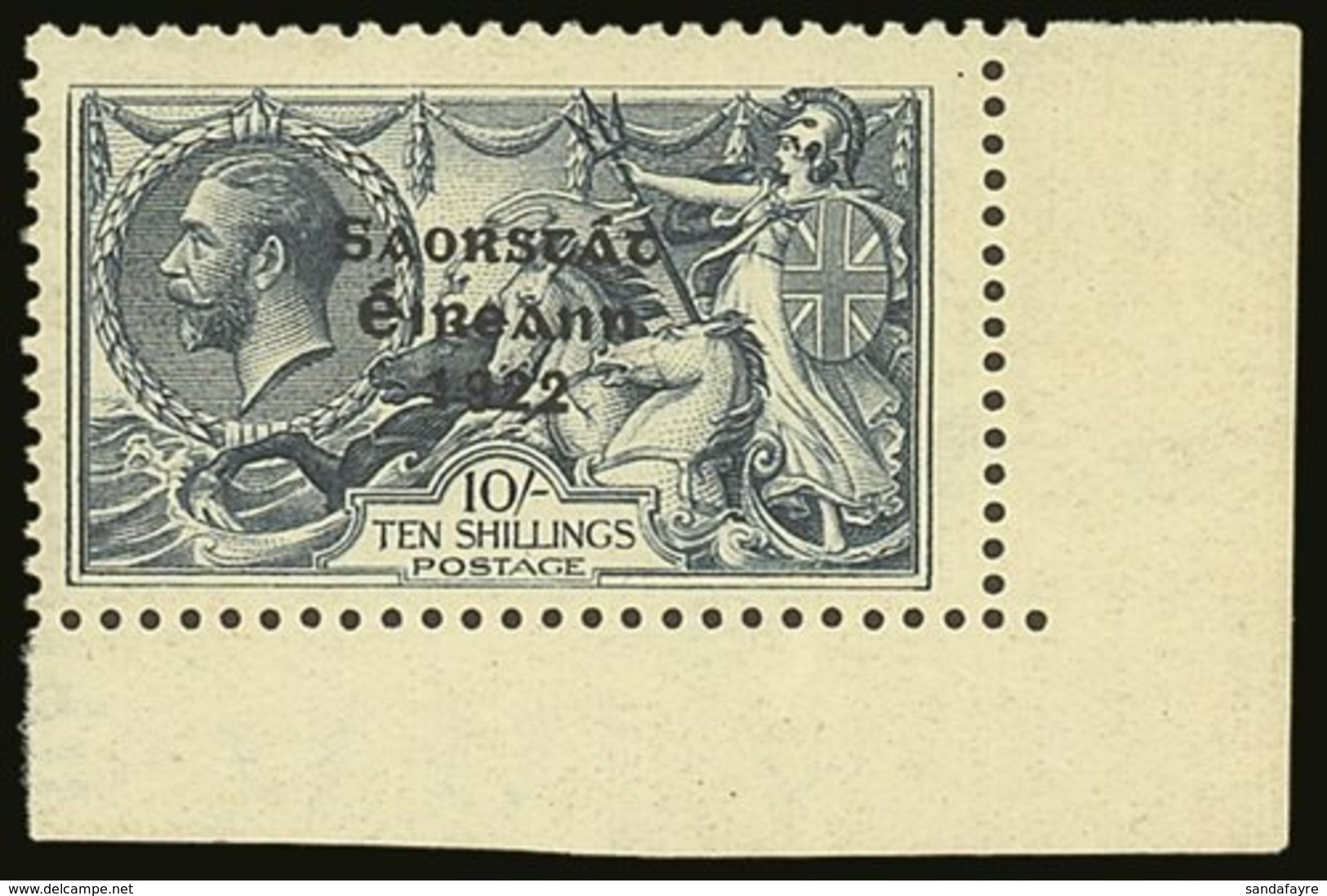 1922-23 10s Dull Grey-blue, SG 66, Never Hinged Mint From The Lower- Right Corner Of The Sheet. For More Images, Please  - Sonstige & Ohne Zuordnung