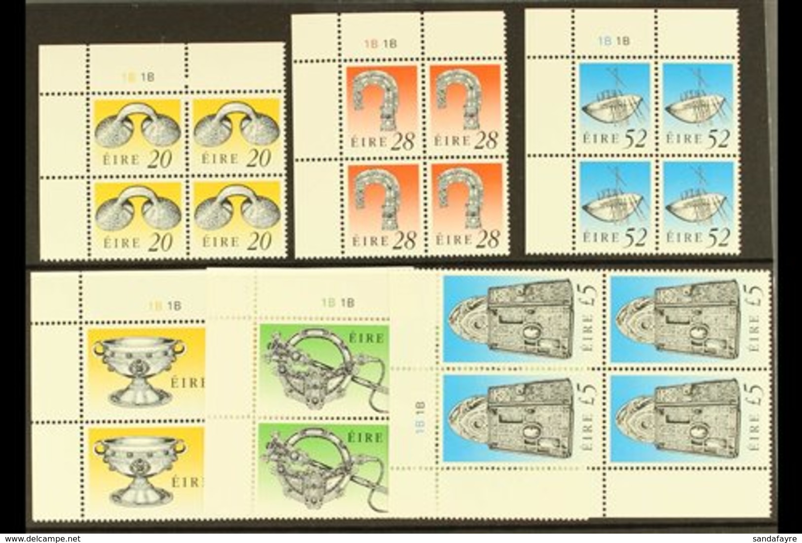 1995 ENSCHEDE PLATE BLOCKS A Complete Set Of The Enschede Printed Heritage & Treasure Definitive Set, Hib D155/160 As 1B - Sonstige & Ohne Zuordnung