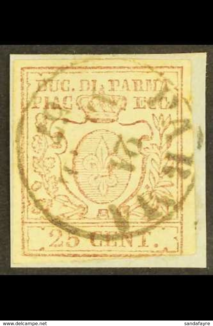 PARMA 1857 25c Lilac Brown, Sass 10, Superb Used On Piece, Tied By Full Parma Cds Cancel. Cat Sass €550 (£490) For More  - Ohne Zuordnung