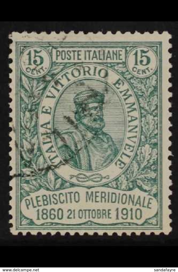 1910 15c+5c Green Plebiscite, Sass 90, Very Fine Used. Cat €250 For More Images, Please Visit Http://www.sandafayre.com/ - Ohne Zuordnung