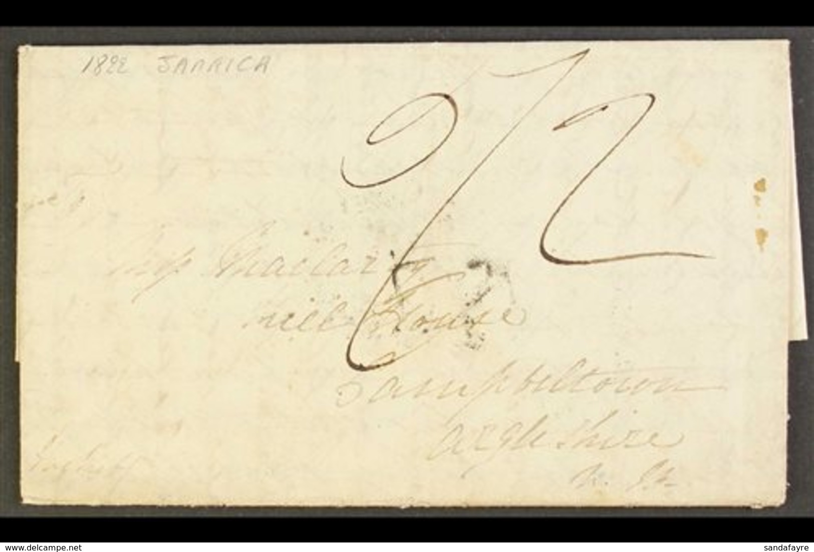 1822 FLEURON ON ENTIRE TO SCOTLAND "PR PACKET ST ANN" (Feb) Lengthy Letter Showing Clear But Feint Cancel. Glasgow Arriv - Jamaica (...-1961)