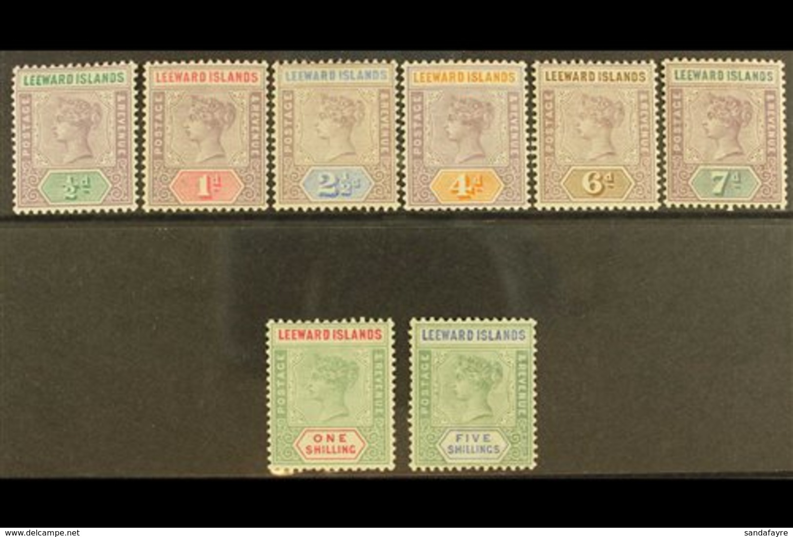 1890 Complete QV Key Plate Set, SG 1/8, Fine Mint. (8) For More Images, Please Visit Http://www.sandafayre.com/itemdetai - Leeward  Islands
