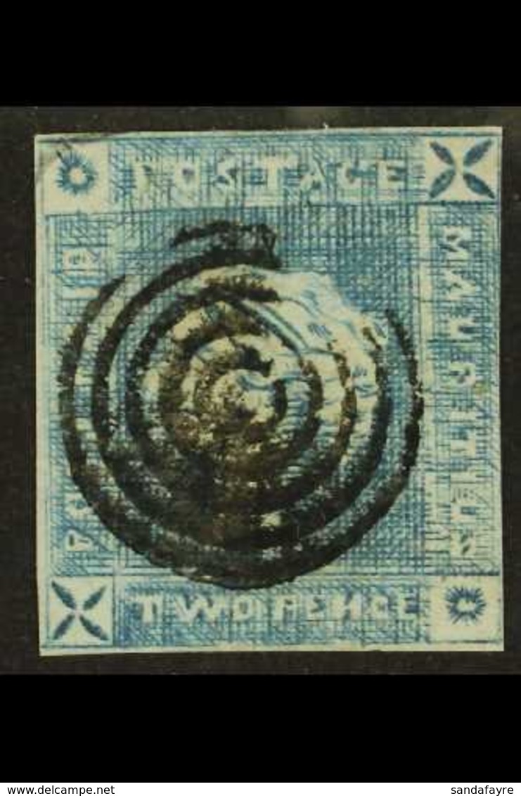 1859 2d Blue LAPIROT, Early Impression, Plate 8, SG 37, Good Used With Three Clear Margins And Neat Target Cancel, Just  - Mauritius (...-1967)