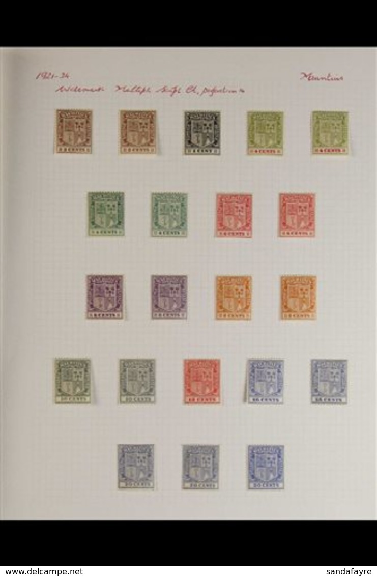1921-26 ARMS COLLECTION An Attractive, Very Fine Mint Collection Of "Arms" Issues With Some Shade Variants, Neatly Prese - Mauritius (...-1967)