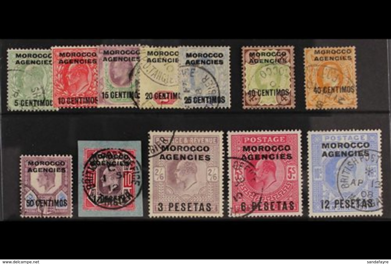 SPANISH 1907-12 Complete Set, SG 112/123, Fine Used, The 20c On 2d Is Faded, But The Top Four Values Are Very Fine. (12  - Other & Unclassified