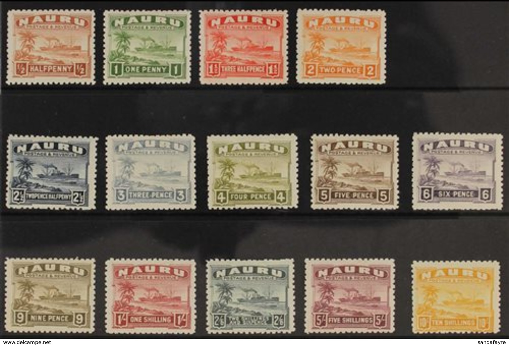 1924-34 "Freighter" Complete Set On Rough Surfaced, Greyish Paper, SG 26A/39A, Very Fine Mint. (14 Stamps) For More Imag - Nauru