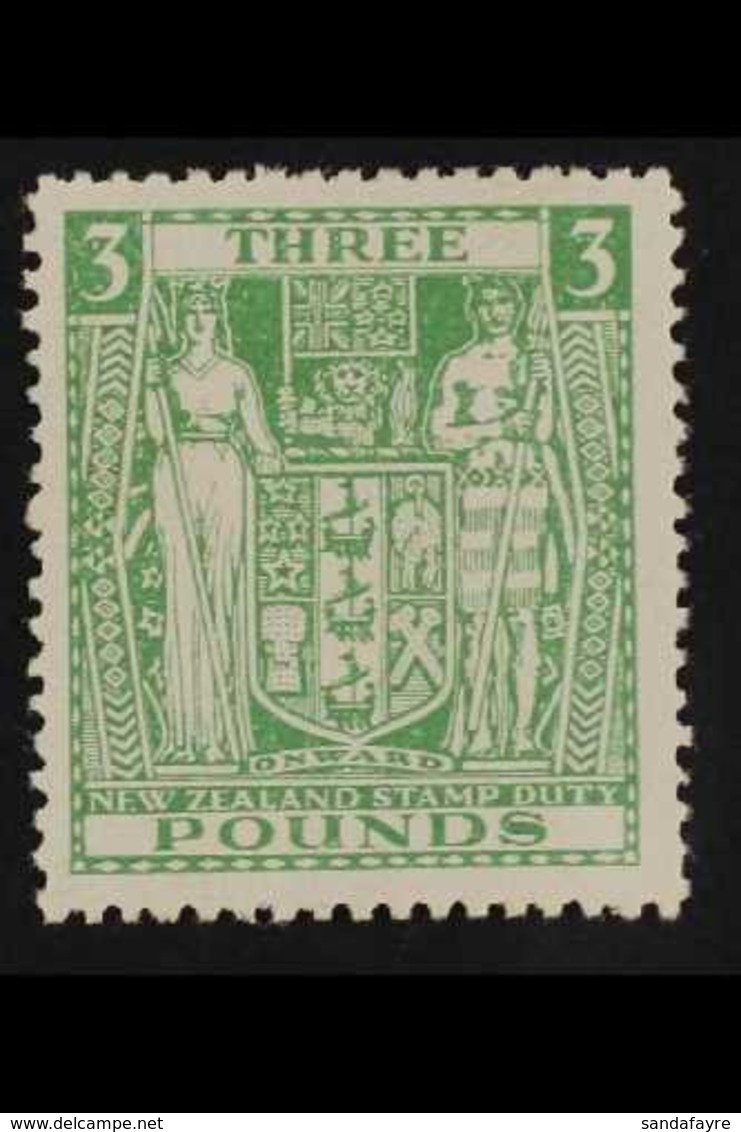 POSTAL FISCAL 1940-58. £3 Green, Inverted Wmk, SG 208w, Fine Mint. For More Images, Please Visit Http://www.sandafayre.c - Sonstige & Ohne Zuordnung