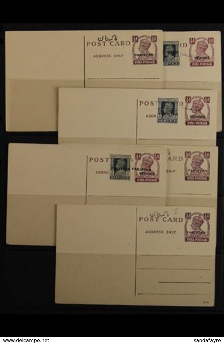 1947-48 Postal Stationery, Very Fine Unused Postage & Service P/cards Of Various Types Including Uprated And Local Hands - Pakistan